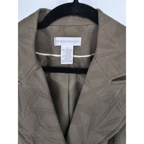 Worthington Women's Green Cotton Blend Long Sleeve Two-Button Blazer Size 10 - Picture 4 of 4